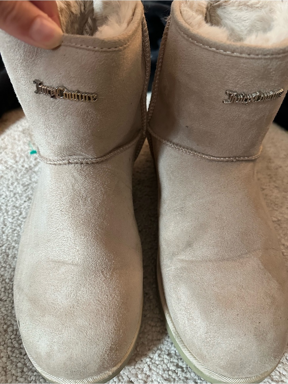 Juicy Couture JC-KAVE Faux Suede Faux Fur Winter Boots Beige Women’s Size 10